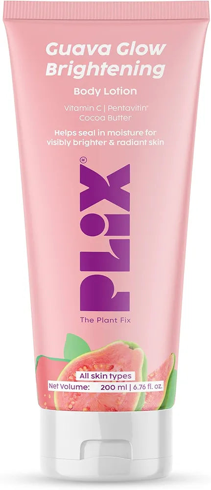 PLIX - THE PLANT FIX Guava Glow Brightening Body Lotion | Hydrates, Brightens & Evens Skin Tone | Vitamin C, Shea & Cocoa Butter | Lightweight Daily Care | 200 ml
