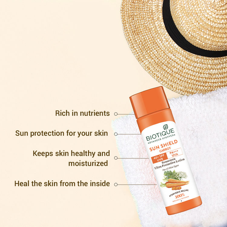 Biotique Bio Carrot Ultra Soothing Face Lotion 40+ SPF UVA/UVB Sunscreen For All Skin Types
(120ml)