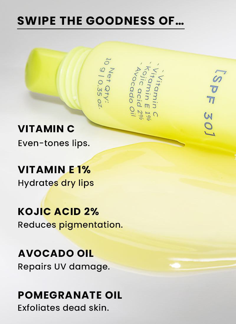 Hyphen Brightening lip balm spf30 - 2% kojic acid, vitamin c & 1% vitamin e - 10g