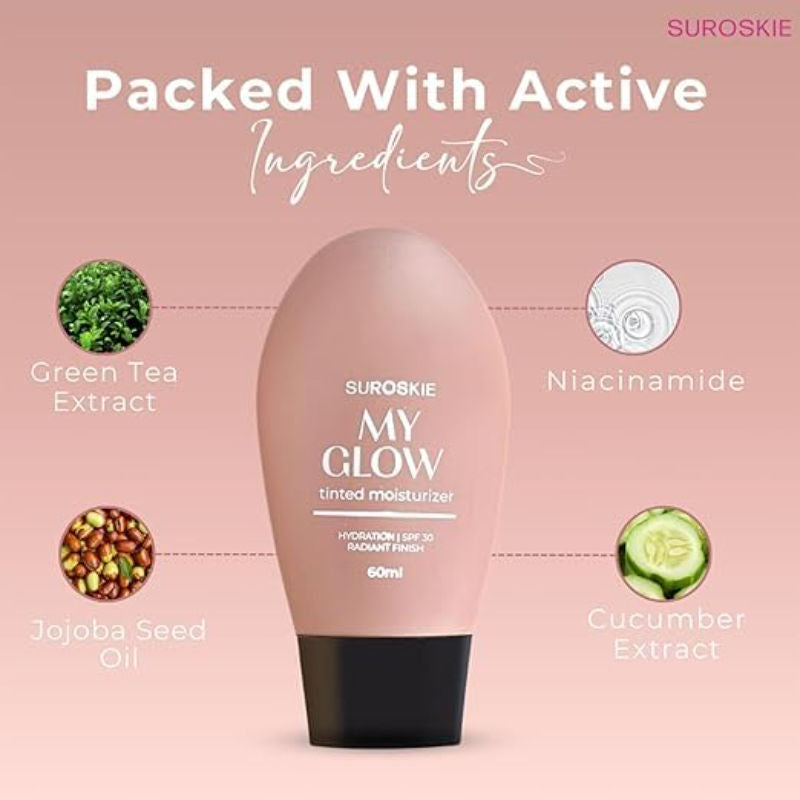 SUROSKIE My Glow Tinted Sunscreen SPF 30 For Glowy Finish Medium Shade (60ml)