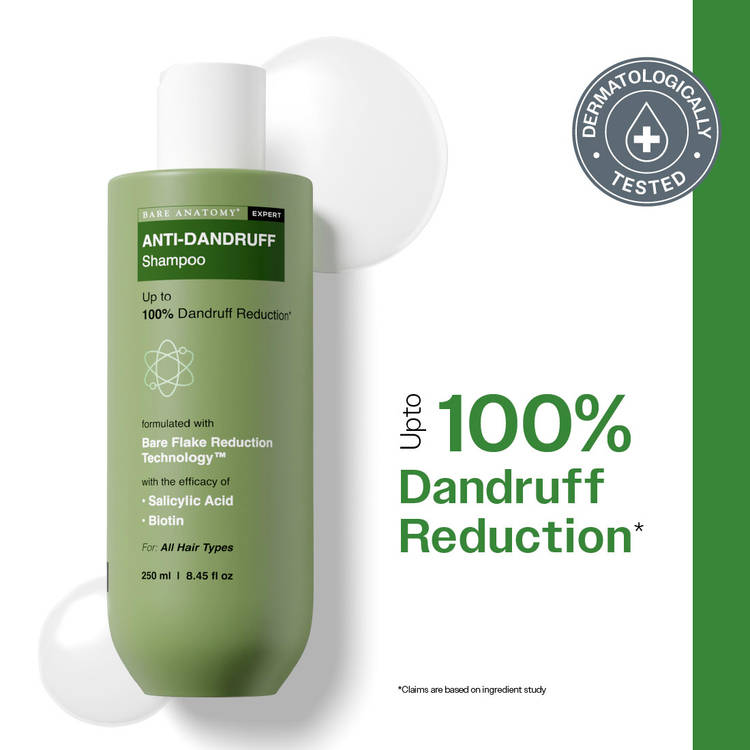 Bare Anatomy Anti-Dandruff Shampoo with Salicylic Acid, Piroctone Olamine, Biotin & Menthol (250ml)