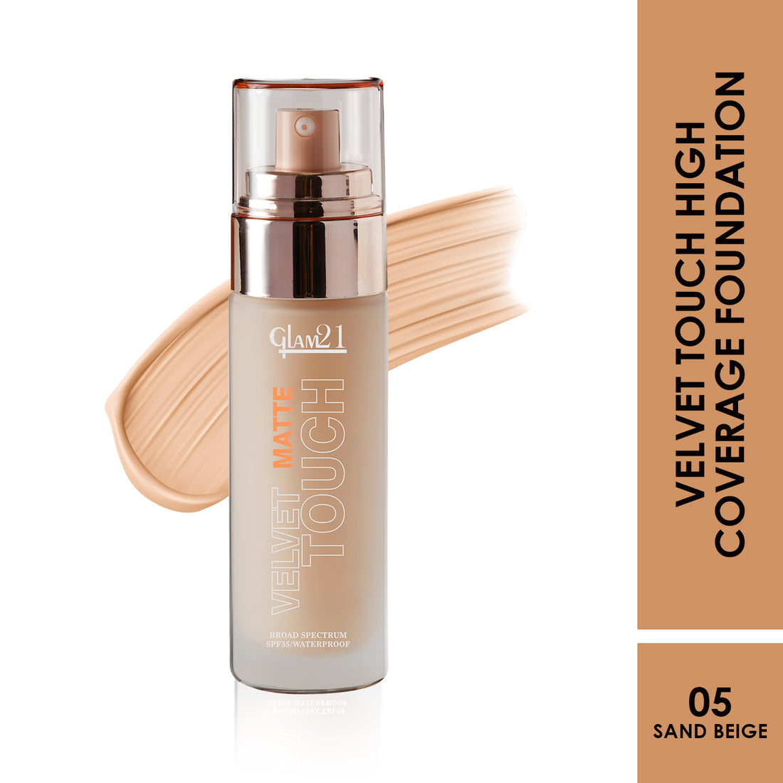 Glam21 Velvet Touch High Coverage Foundation (05Sand Beige)