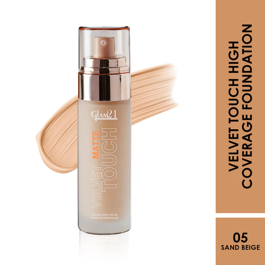 Glam21 Velvet Touch High Coverage Foundation (05Sand Beige)
