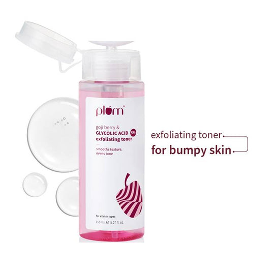 Plum 5% Glycolic Acid & Goji Berry Exfoliating Toner for textured skin (150ml)