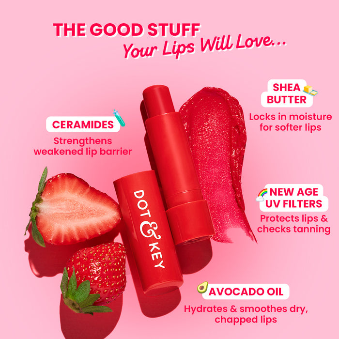 Dot & Key SPF 50+ Barrier Repair Hydrating Lip Balm (01Strawberry Red - High Tinted)