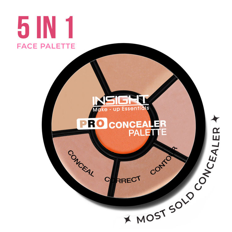 Insight Cosmetics Pro Concealer Palette, 3 In 1 Conceal,Contour & Correct, Long Lasting & Waterproof - Concealer(15gm)