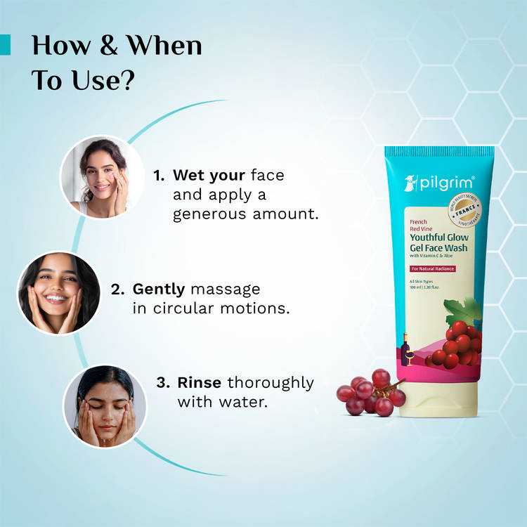 Pilgrim Red Vine Face Wash with Vitamin C & Aloe (100ml)