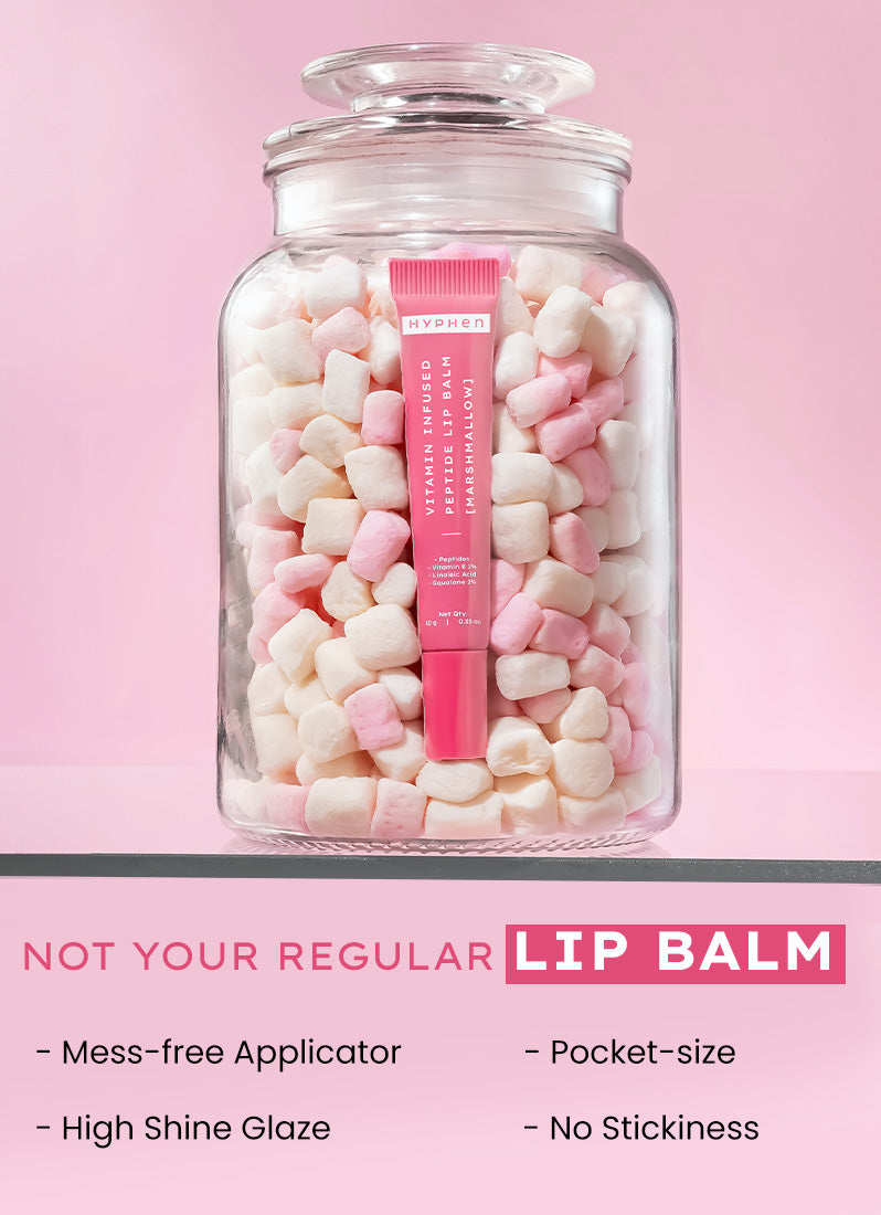 Hyphen Vip marshmallow lip balm with 1% vit e, 2% squalane & peptides - 10g