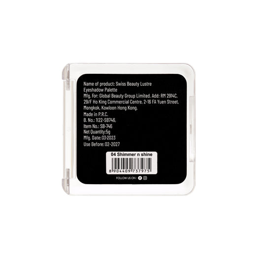Swiss Beauty Lustre Eyeshadow Palette 04(Shimmer n Shimmer)