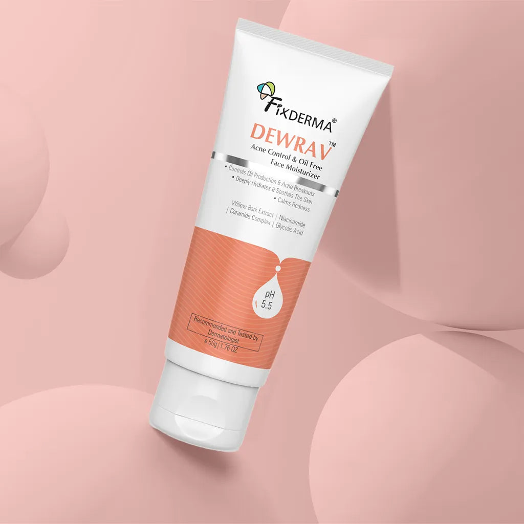 Fixderma Dewrav Acne Control & Oil Free Face Moisturizer | Non-Greasy Hydration for Acne-Prone Skin
