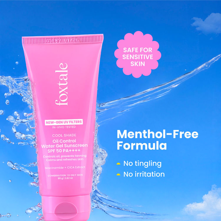 Foxtale SPF 50 Aqua-Gel Lightweight Sunscreen for Oily Skin, In-Vivo Tested PA++++, Matte Finish.
(80g)