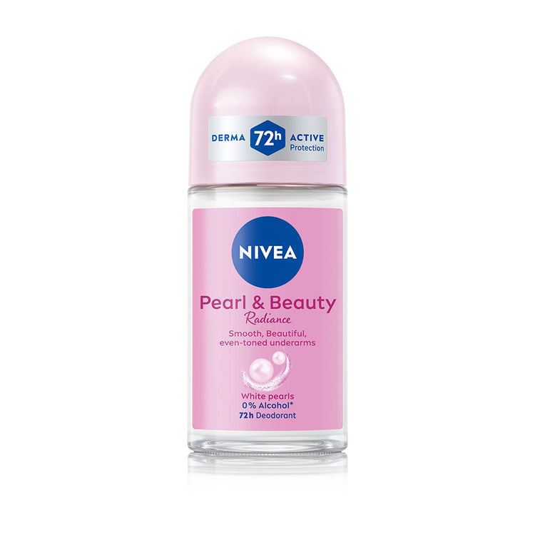 NIVEA Pearl & Beauty Radiance Deo Roll On For Women, 72HR Odor Protection, 0% Alcohol
(50ml)
