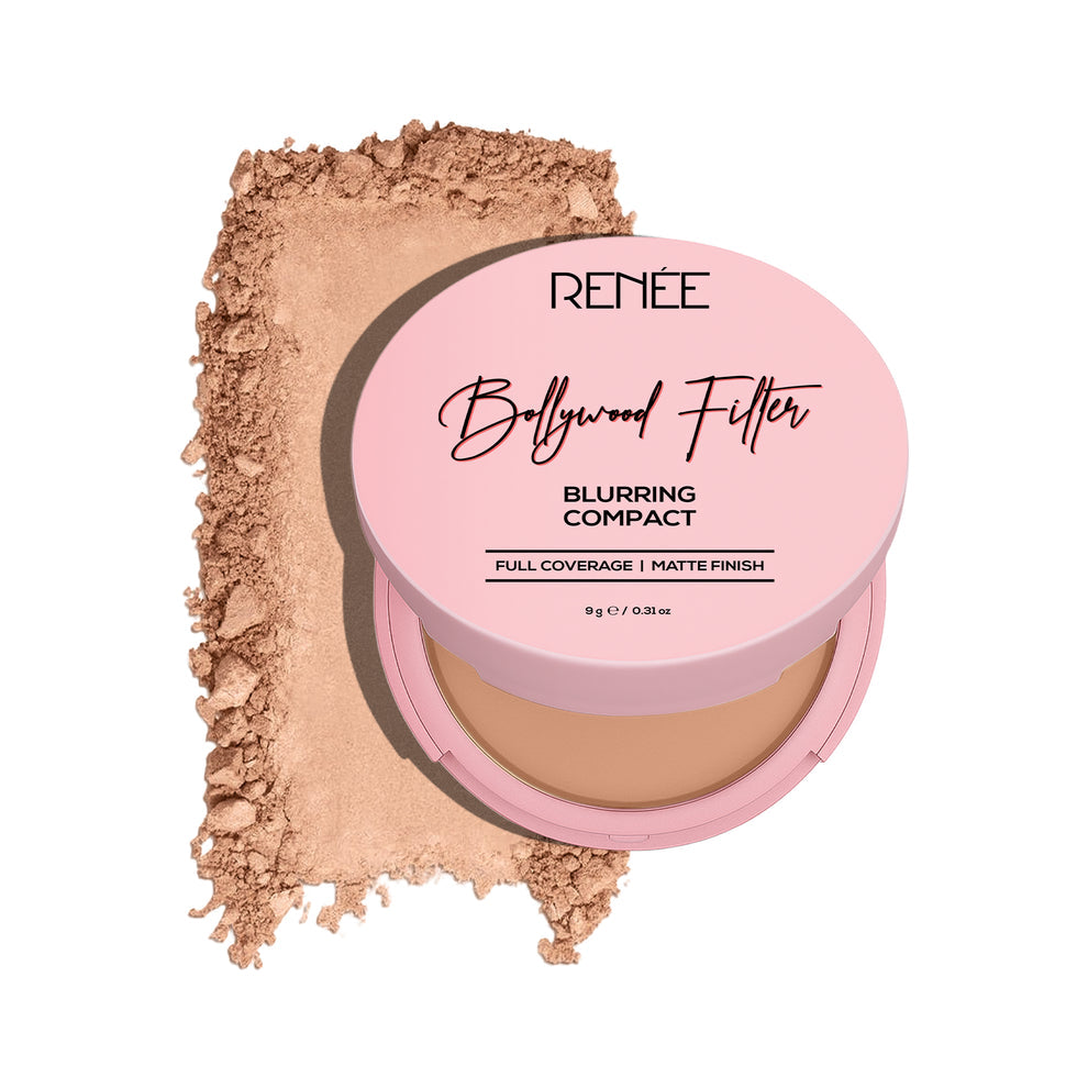 RENEE Bollywood Filter Pore Minimising Blurring Compact With Matte Finish & Full Coverage (6 Fudge Fuzz)