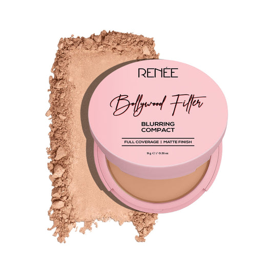 RENEE Bollywood Filter Pore Minimising Blurring Compact With Matte Finish & Full Coverage (6 Fudge Fuzz)