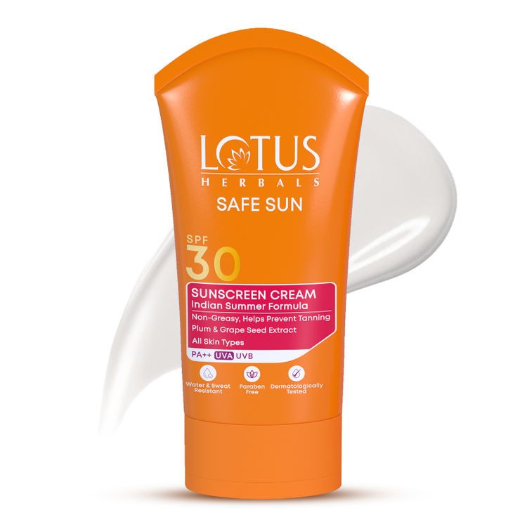 Lotus Herbals SafeSun Sunscreen Cream SPF 30 PA+++ Indian Summer Formula,Non-Greasy, Water Resistant (100g)