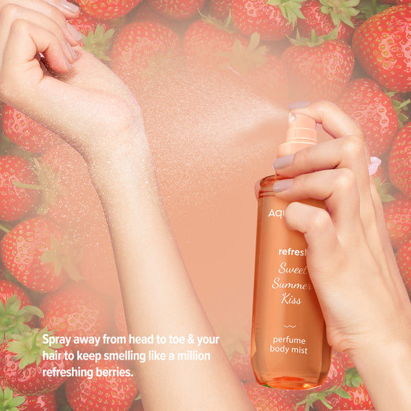 Aqualogica Refresh+ Sweet Summer Kiss Perfume Body Mist with Zemea and Hyaluronic Acid 150 ml