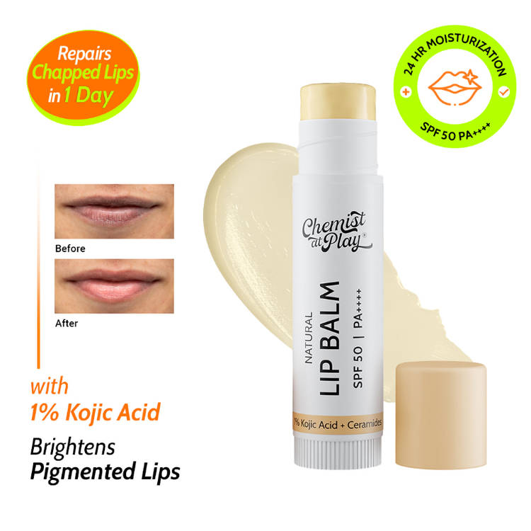 Chemist at Play on Natural Lip Balm SPF 50 Brightens & Repairs Chapped Lips 24HR Moisture (4.5g)