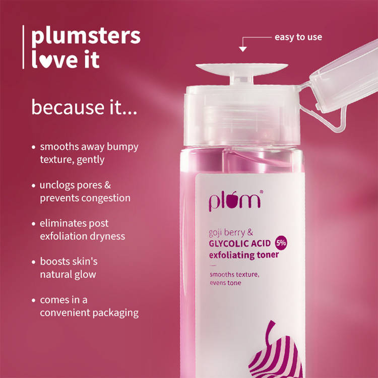 Plum 5% Glycolic Acid & Goji Berry Exfoliating Toner for textured skin (150ml)
