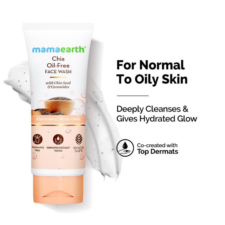 MamaearthChia Seed and Ceramides Oil-Free Face Wash for a Hydrated Glow (100ml)