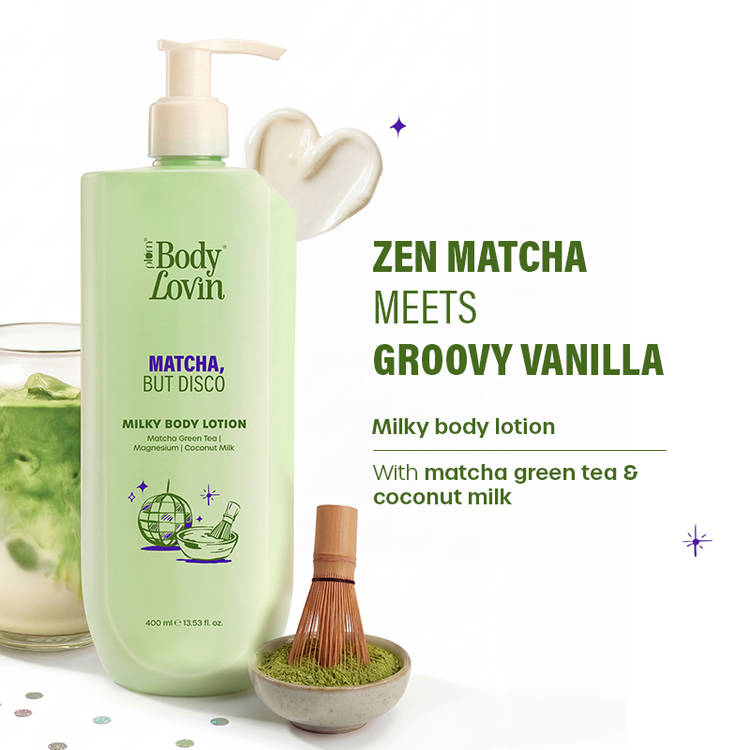 Plum BodyLovin’ Matcha, But Disco Milky Body Lotion, Calming Smoothening, Lactonic Matcha Fragrance (400ml)