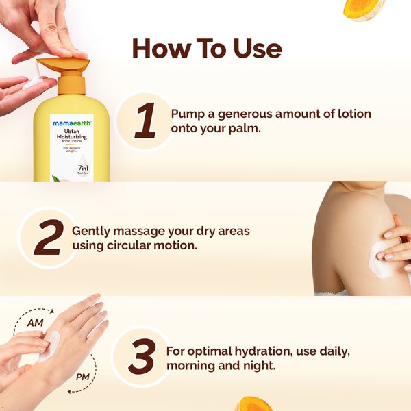 Mamaearth Ubtan Moisturizing Body Lotion with Turmeric & Saffron for Glowing Skin - 400 ml