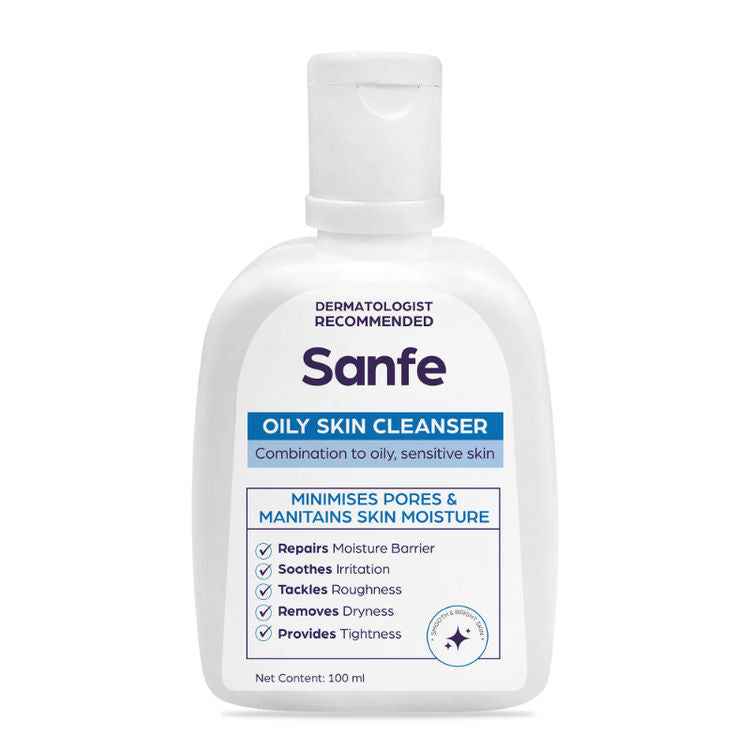 Sanfe Oily Skin Cleanser | For skin repair, dryness, tighter skin - For Oily, Acne Prone Skin, 100ml
(100ml)
