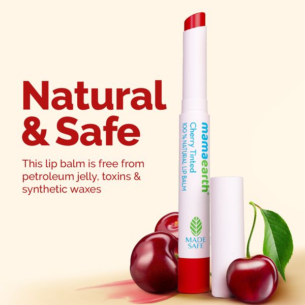Mamaearth Cherry Tinted 100% Natural Lip Balm with Cherry & Coconut Oil for 12 hrs Moisturized Lips - 2 g