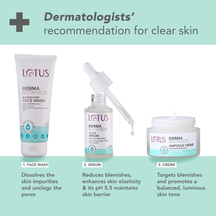 Lotus Herbals Lotus Dermabotanics Kojic Acid + Multi Berry Hi-Dose Serum, pH5.5, For Sensitive Skin (28ml)