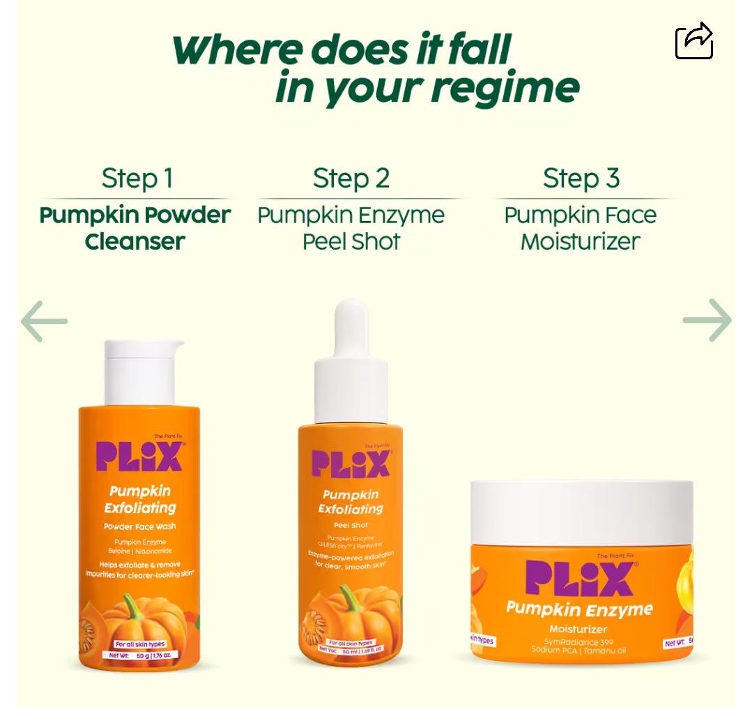 Plix Pumpkin Powder Cleanser For Gentle Exfoliation & Cleansing / 50g