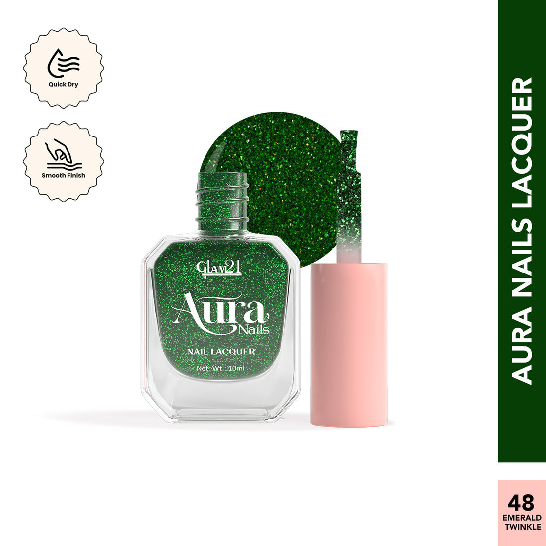 Glam21 Aura - Nail Lacquer (48Emerald Twinkle)