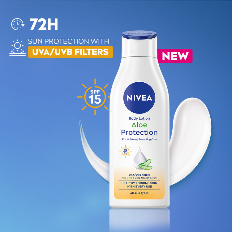 NIVEA Sunscreen lotion with SPF 15 & ALOEVERA- 5 in 1 COMPLETE CARE for 48H Moisturization
(200ml)