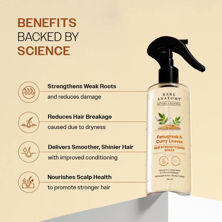 Bare Anatomy Nature x Science Methi & Curry Leaves Hair Strengthening Spray (200ml)