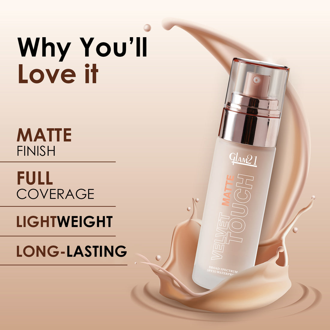 Glam21 Velvet Touch High Coverage Foundation (04Almond)