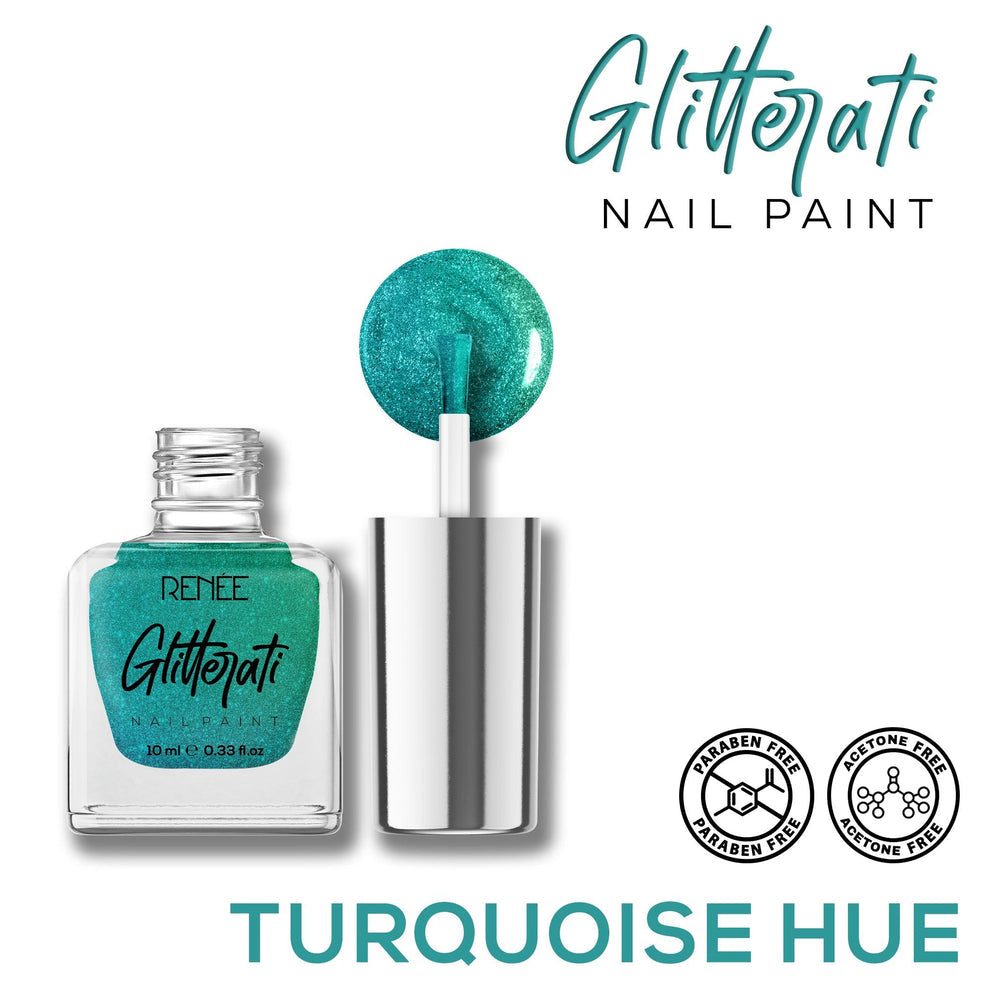 RENEE Glitterati Nail Paint (01 Turquoise Hue)