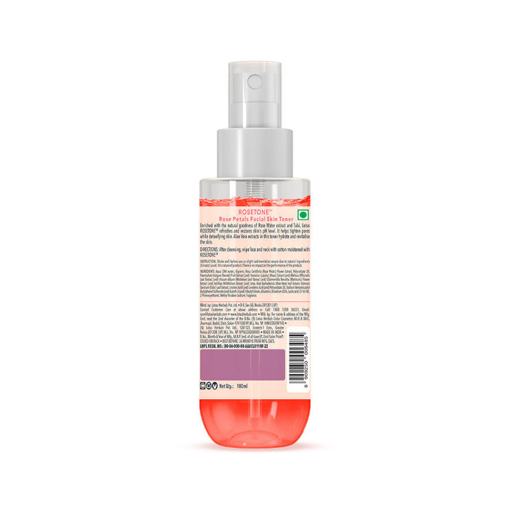 Lotus Herbals Rosetone Rose Petals Facial Skin Toner Hydrates & Moisturises Skin, Alcohol-Free
(100ml)
