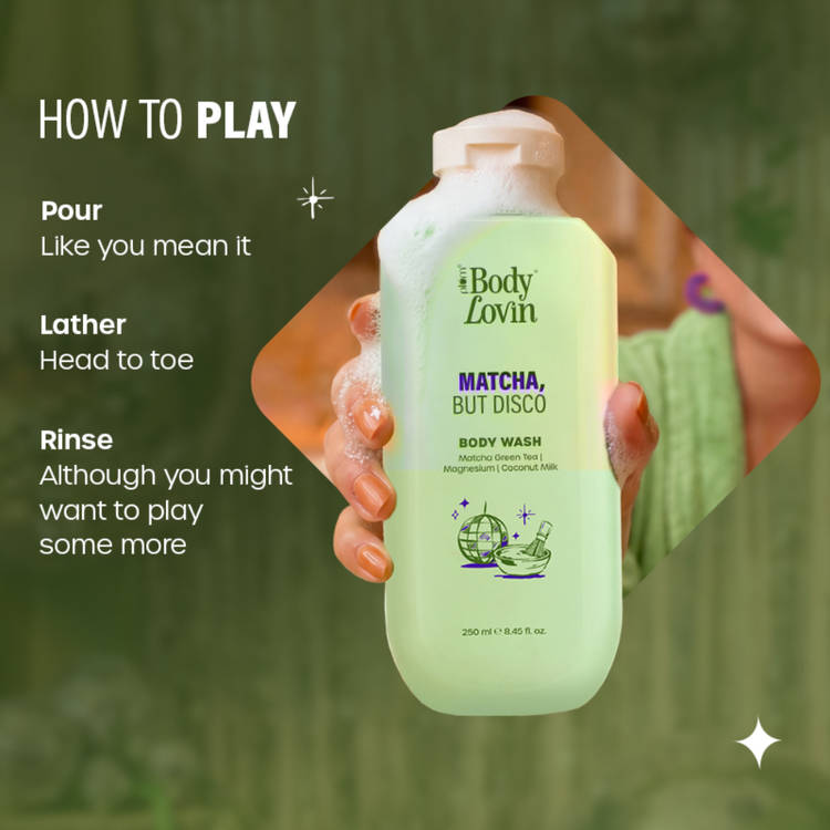 Plum BodyLovin’ Matcha, But Disco Body Wash, Calming & Smoothening, Lactonic Matcha Fragrance (250ml)