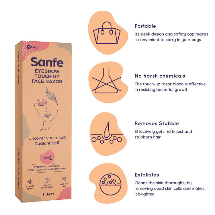 Sanfe Eyebrow Touch Up Hair Removing Face Razor For Women - Pack of 3 Instant & Painless
(3 Pcs)
