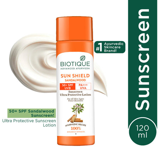 Biotique Bio Sun Shield Sandalwood Ultra Protective Face Lotion SPF 50+ Sunscreen(120ml)