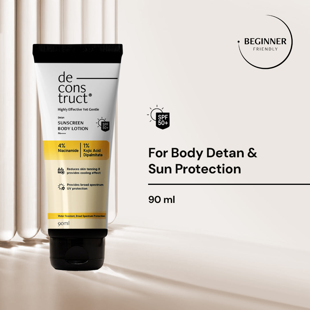 Deconstruct Detan Sunscreen Body Lotion - 4% Niacinamide +1% Kojic Acid Dipalmitate + SPF 50 PA++++
