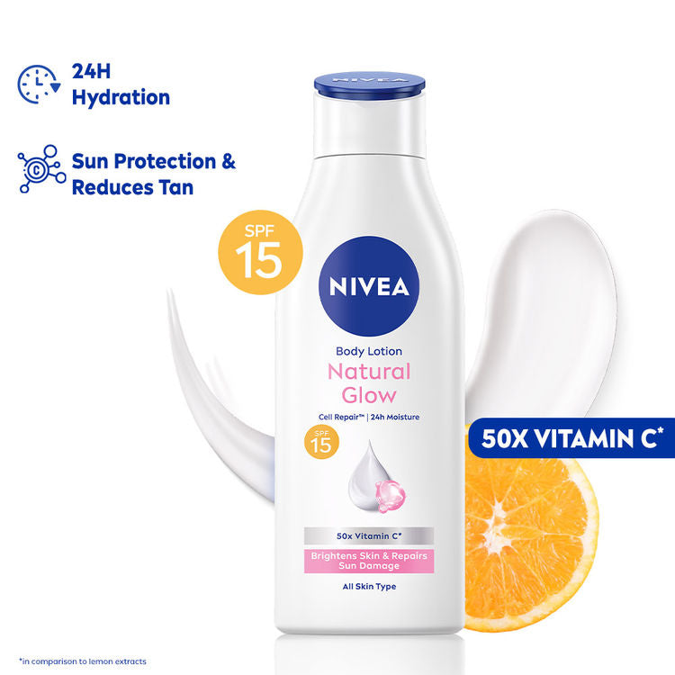 NIVEA Cell Repair 50X Vit C Sunscreen Natural Glow Body Lotion Reduces Tan, Brightens -Uva & Uvb
(200ml)