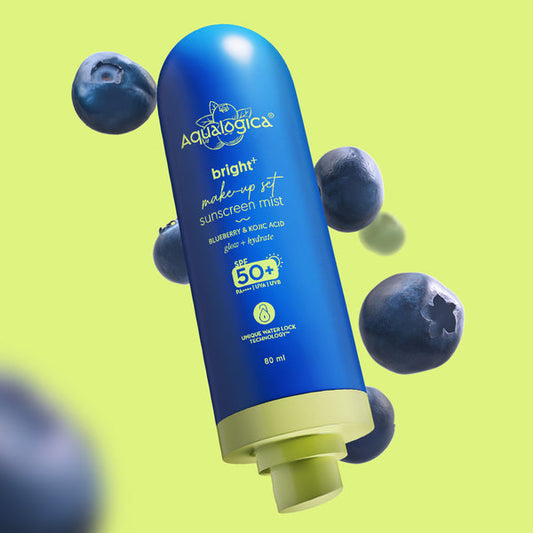 Aqualogica Bright+ Makeup-Set Sunscreen Mist SPF 50+ PA++++ with Blueberry & Kojic Acid