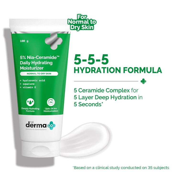 The derma co 5% Nia-Ceramide Daily Hydrating Moisturizer with 5% Niacinamide & 2% Ceramide - 100g