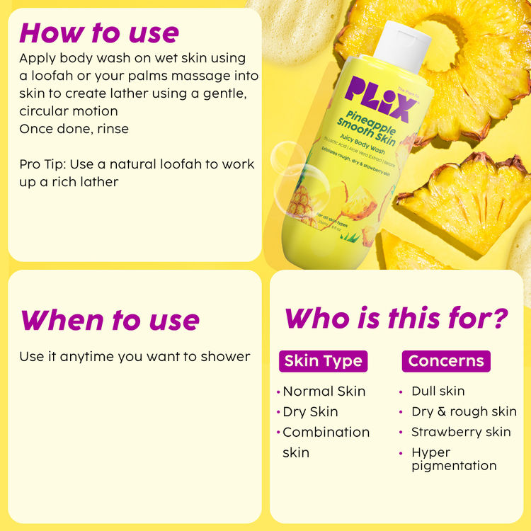 Plix Pineapple 5% Lactic Acid Exfoliating Body Wash (Pack of 2)
(2 pcs)