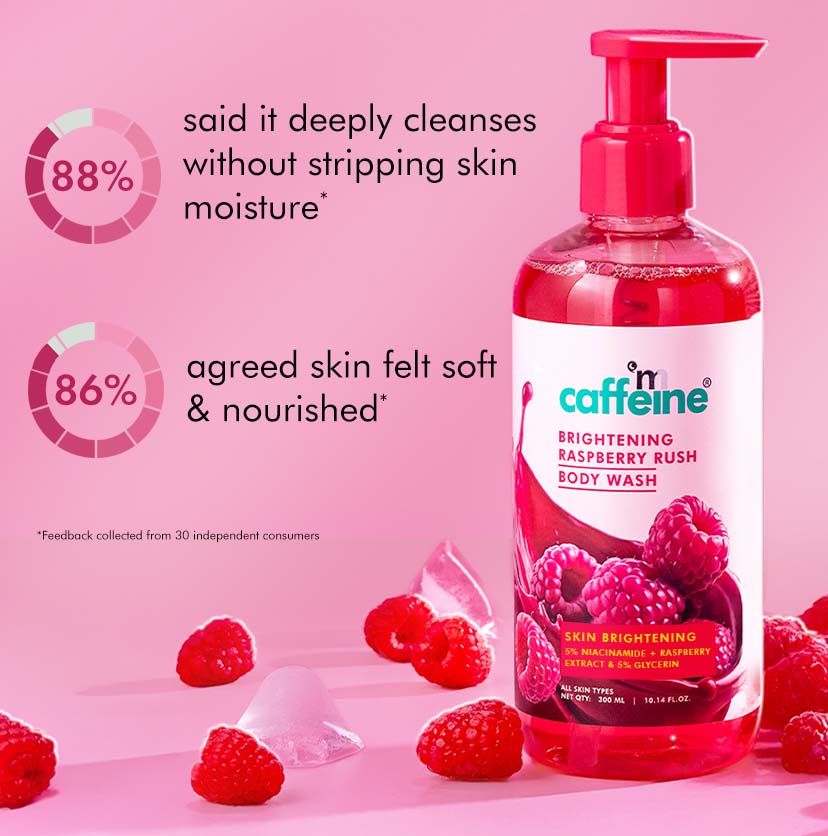 Mcaffeine Brightening Body Wash | 5% Niacinamide & Raspberry Extracts (300ml)
