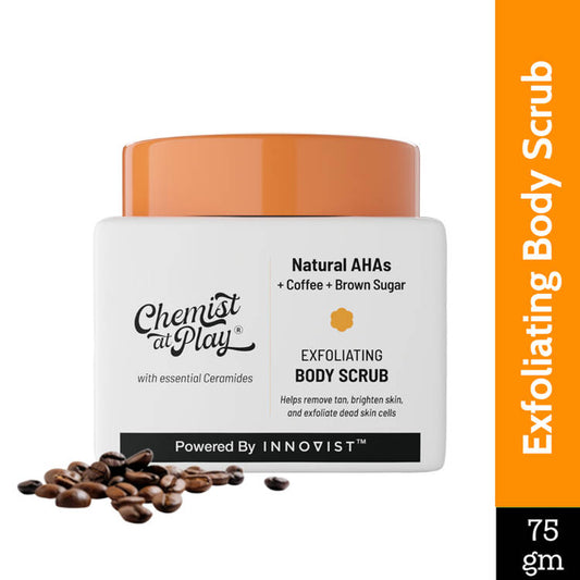Chemist at Play Exfoliating Natural AHAs Body Scrub For Removing Tan & Dead Skin Cells-Coffee Body Scrubs (75g)