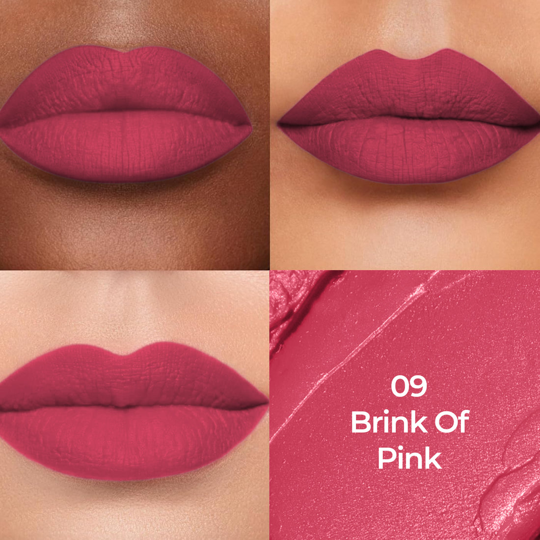 Colors Queen Luxury Matte Non-Transfer Lipstick Waterproof & Bold (09 Brink of Pink)
