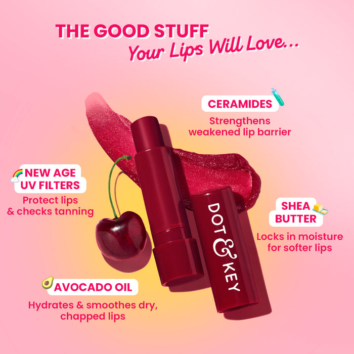 Dot & Key SPF 50+ Barrier Repair Hydrating Lip Balm (02Cherry Crimson - High Tinted)