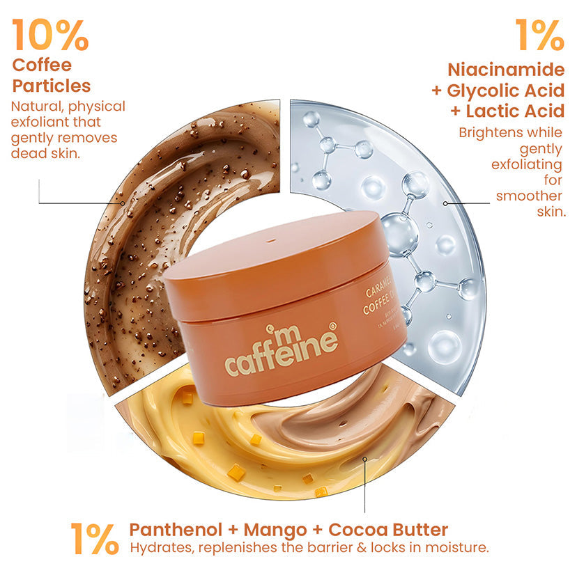 Mcaffeine Caramel Eclairs Coffee Body Scrub - 175 g | 10% Coffee & AHAs