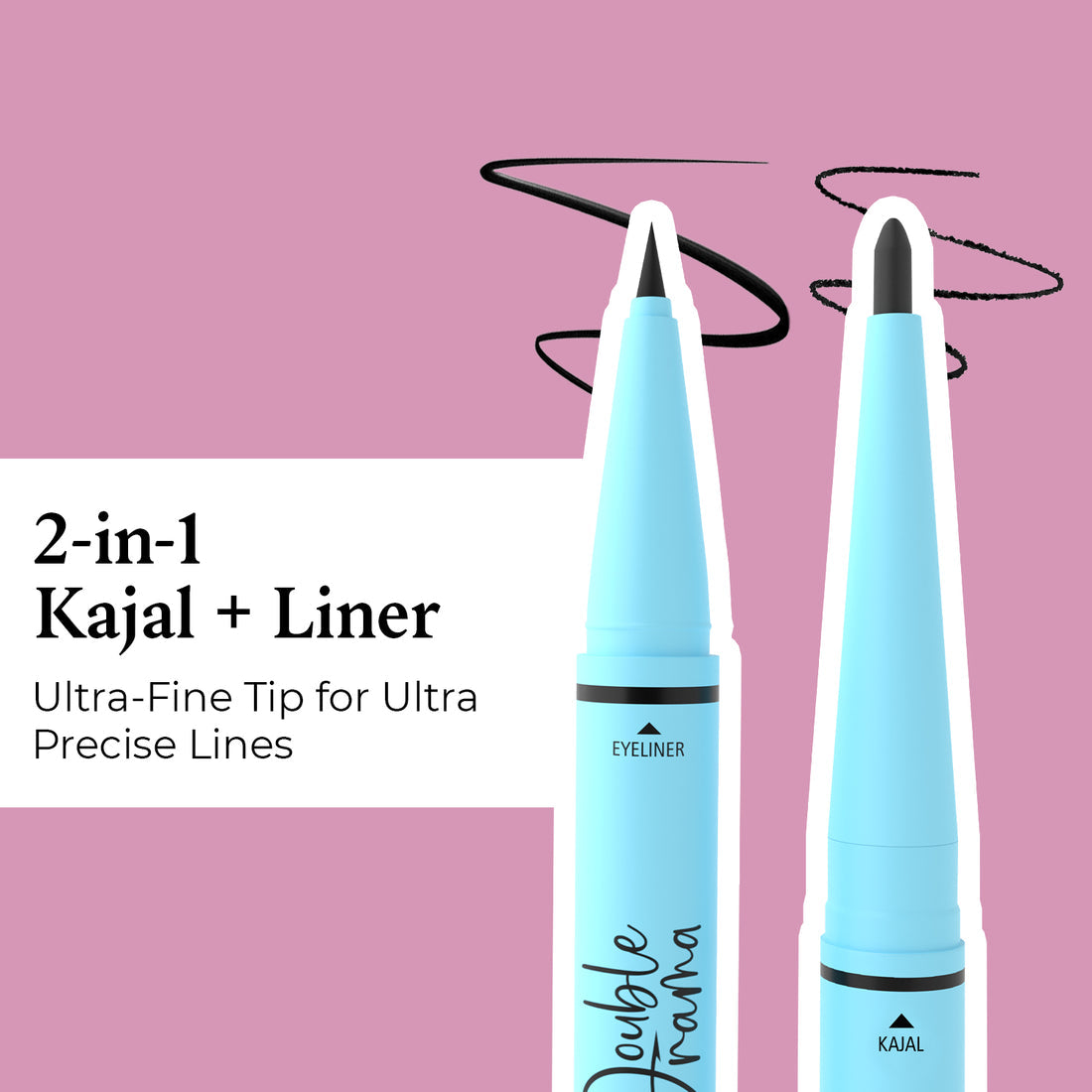 Glam21 Double Drama Kajal+Eyeliner (Black)