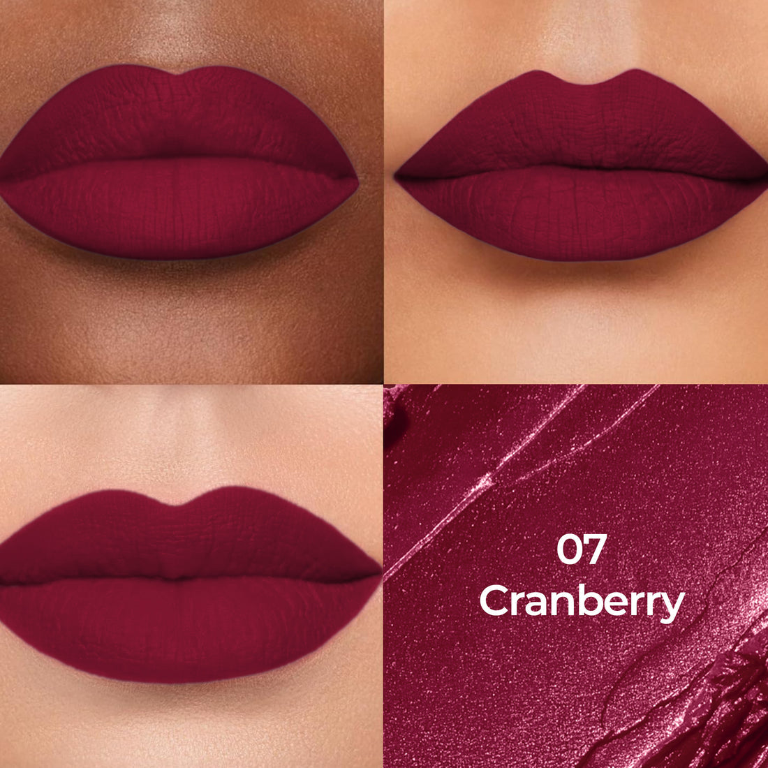 Colors Queen Luxury Matte Non-Transfer Lipstick Waterproof & Bold (07 Cranberry)